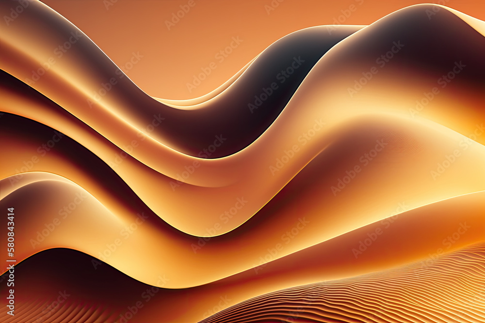 Poster soft waves shapes in soft colors background. Generative AI