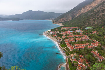 Obraz premium Panoromiv view of Oludeniz of Fethiye Mugla with beautiful sea and sky color