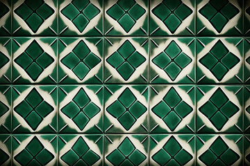 beautiful old green vintage ceramic tiles. Generative AI