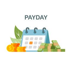 Payment date or payday concept. Financial bill calendar. Deadline. Vector illustration isolated on white background. - obrazy, fototapety, plakaty
