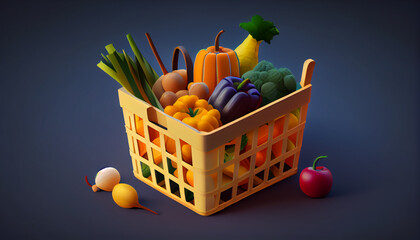 vegetarian food in plastic shopping basket ,generative AI
