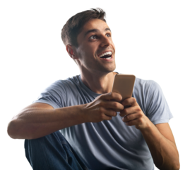 Happy smile man with mobile phone