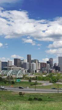 Vertical Video Denver Skyline Timelapse Zoom In