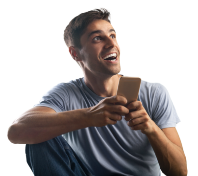 Happy smile man with mobile phone