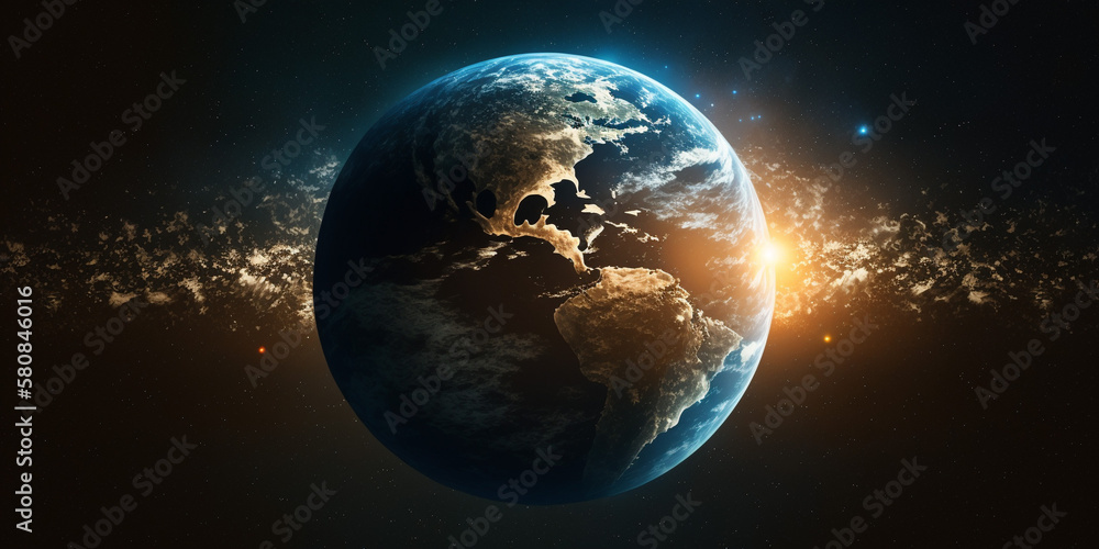 Wall mural view of the earth from the moon. generative ai