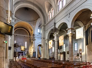 Poster Main nave and presbytery of Eglise Saint Pierre d'Arene St. Peter church in historic Le Carre d'Or district of Nice on French Riviera Azure Coast in France © Art Media Factory