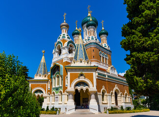 Cathedrale Saint Nicolas Orthodox Russian church of Moscow Patriarchate in historic Le Piol...