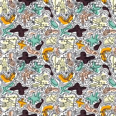 Naklejka premium Abstract seamless pattern with microchips