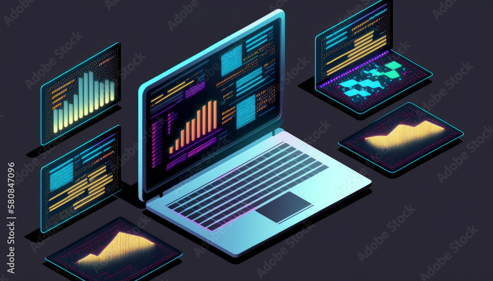 Poster concept for business analytics with metrics and kpis data analysis and information strategy graph an