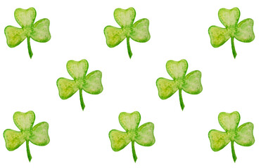 Seamless pattern from hand drawing clovers,St.Patrick's Day concept.