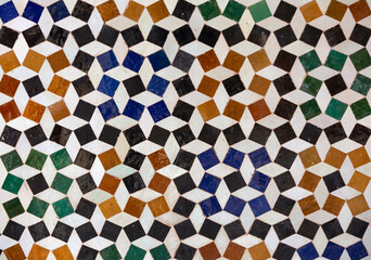 Traditional ceramic floor and wall pattern and texture in Marrakech, Morocco
