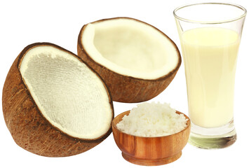 Fresh Coconut with milk in a glass
