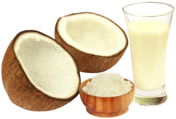 Fresh Coconut with milk in a glass