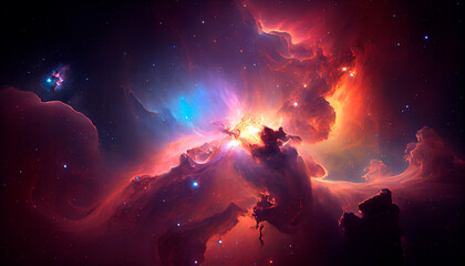 Obraz na płótnie Canvas Nebula in deep space with stars. Generative Ai