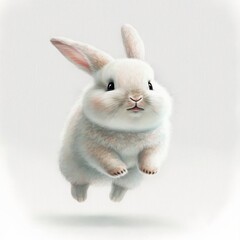 Jumping white bunny, Generative AI