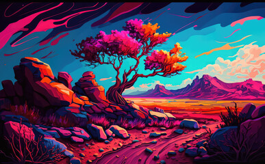 Fototapeta na wymiar colorful painting of natural landscape