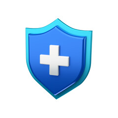 Obraz premium Medical shield to protect health with a cross. The concept of being protected by a steel protective shield for medicine. Security icon steel badge. Protective label from corona virus.