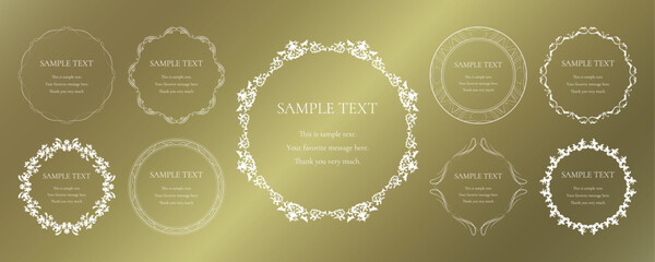 素材_フレームのセット_ゴールドの豪華な雰囲気の飾り枠。シンプルで高級感のある囲みのデザイン