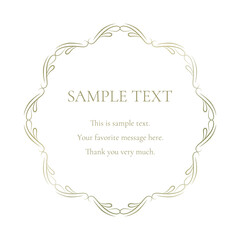 素材_フレーム_ゴールドの豪華な雰囲気の飾り枠。シンプルで高級感のある囲みのデザイン