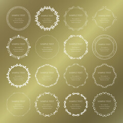 素材_フレームのセット_ゴールドの豪華な雰囲気の飾り枠。シンプルで高級感のある囲みのデザイン