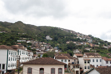 Fototapeta na wymiar Houses in the historic town of Ouro Preto, Minas Gerais, Brazil - Casas na cidade histórica de Ouro Preto, em MG, Brasil
