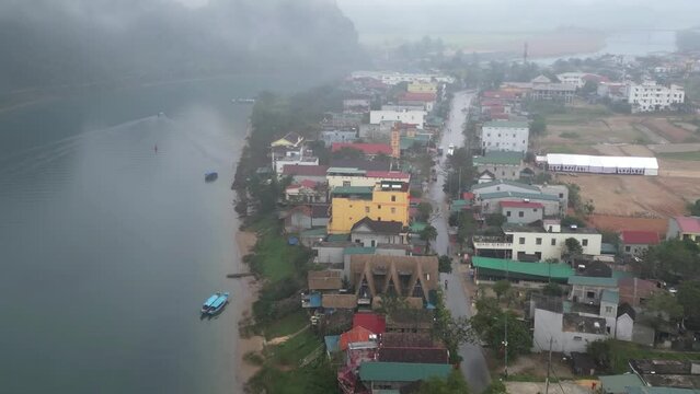 Village in Vietnam near river, 2023, drone

Quand bing province Vietnam, february,15, 2023
