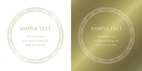 素材_フレームのセット_ゴールドの豪華な雰囲気の飾り枠。シンプルで高級感のある囲みのデザイン