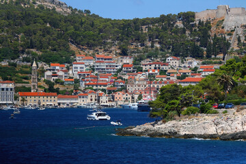Small and beautiful town Hvar on island Hvar, Croatia.