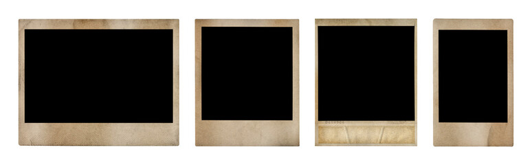 collection of vintage polaroid photo frames on transparent background - obrazy, fototapety, plakaty