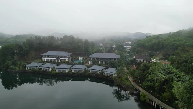 Small village near river in Vietnam, Aerial view
Quand bing province Vietnam, february,15, 2023
