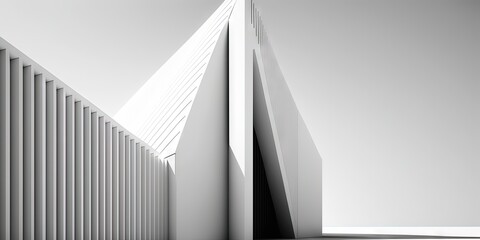 Minimalistic architectural design with abstract technological background and a white industrial wallpaper, Generative AI