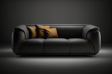 furniture made of leather of black color on a dark background