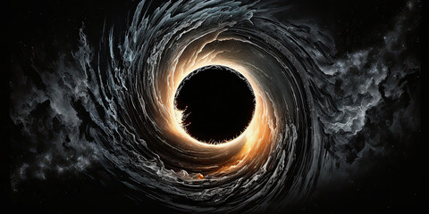 ai midjourney generative illustration of a black hole in space