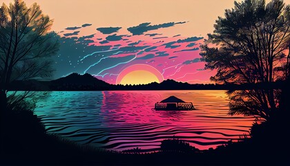 sunset on the lake