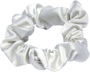 white silk scrunchie  isolated on transparent or white background, png, mockup