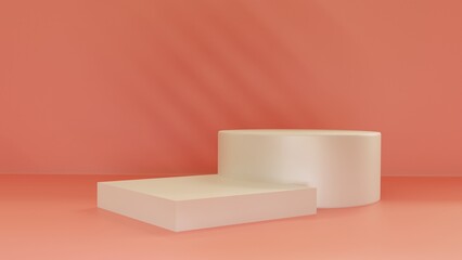 Minimalist podium exhibition shape award arena studio foundation.
Empty fashion podium, vacant pedestal, stage, showcase stand, blank product display platform. Premium design. 3d render.
