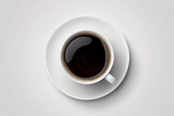 Hot Black Coffee in a White Mug. Generative AI