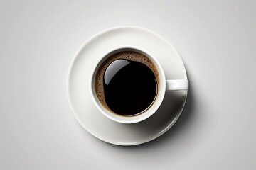 Hot Black Coffee in a White Mug. Generative AI