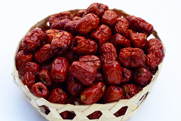 Chinese jujubes isolated on white background.