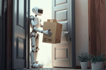 Humanoid delivery robot brings parcels at home, Generative AI
