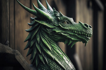 Chinese New Year symbol green wooden dragon, Generative AI