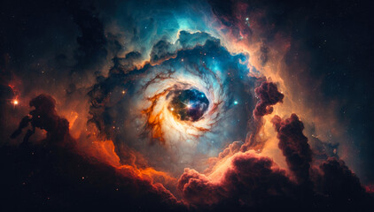 Obraz na płótnie Canvas Galaxy, nebula clouds and stars, Generative AI