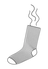 Foto op Canvas Dirty smelly sock line icon. Stink clothes sign. Bad hygiene symbol. Black linear vector illustration isolated on white background © ugguggu