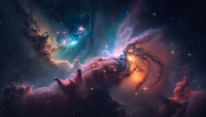 Obraz na płótnie Canvas Nebula and gas clouds, Generative AI