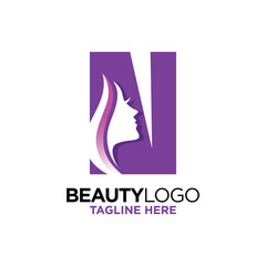 Letter N Beauty Face Logo Design Template Inspiration, Vector Illustration.