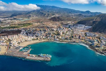 Papier Peint photo Lavable les îles Canaries Aerial view of Los Cristianos and Playa de las Américas
