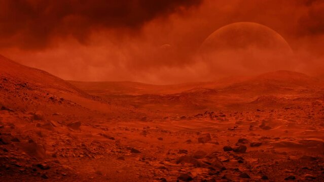 Red Alien Planet In Dust Storm