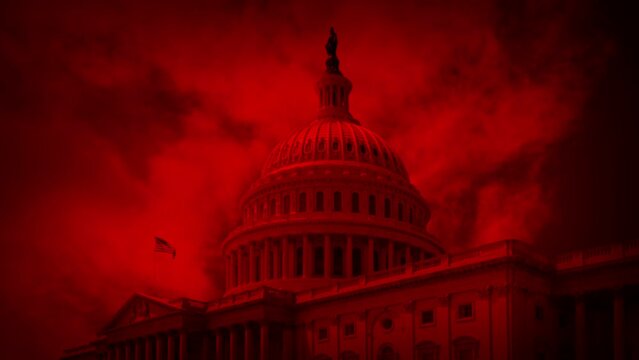 US Capitol Red Abstract, Politics, Conflict