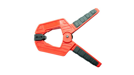 Red clamp on white background