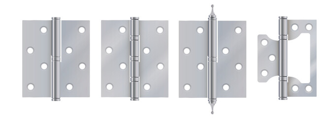Section of steel door hinges. Door hinges vector